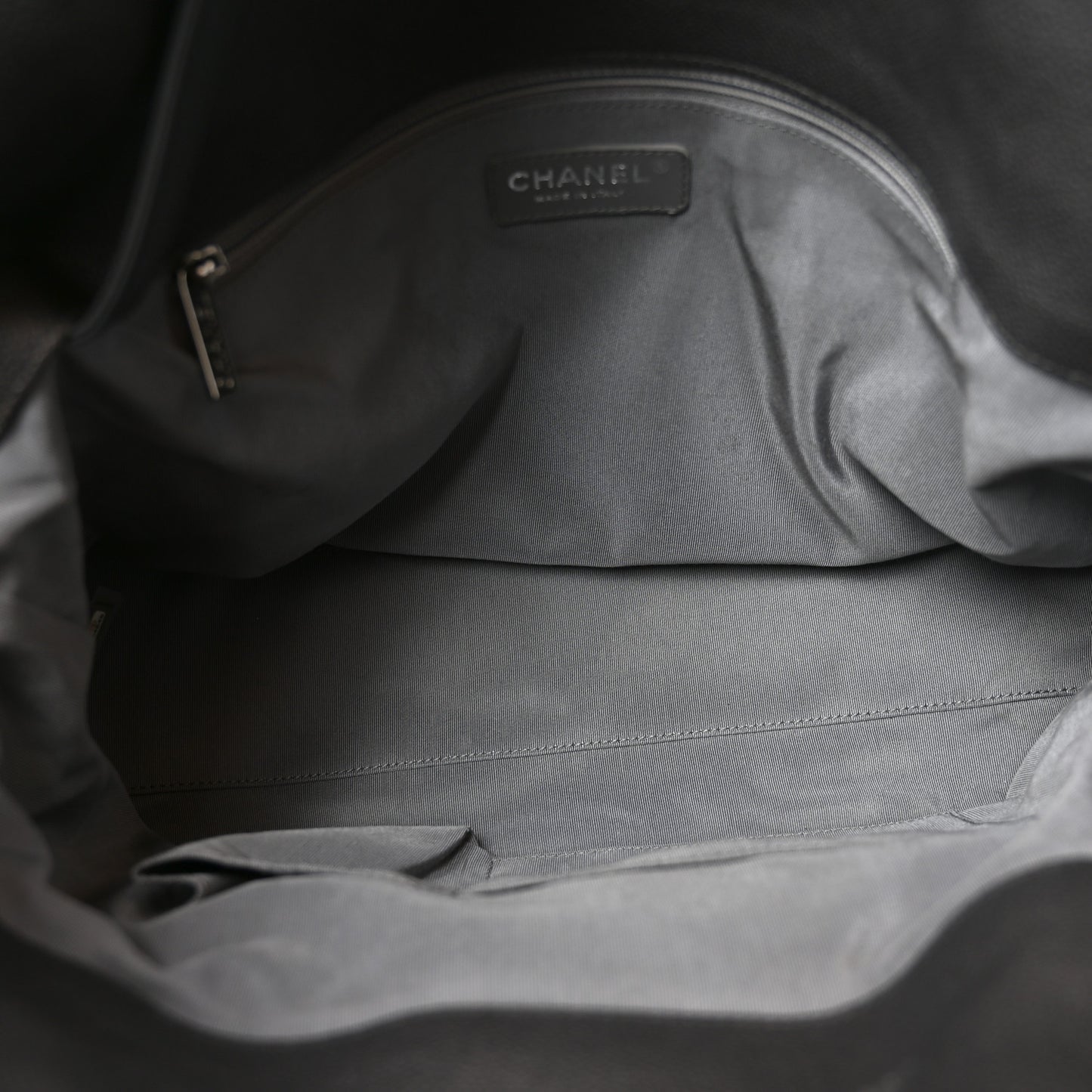 Caviar Quilted French Riviera Hobo Dark Grey