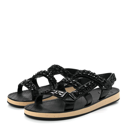 Chanel Laminated Goatskin Chain Sandals 41 Black 41 Black 3 of 9