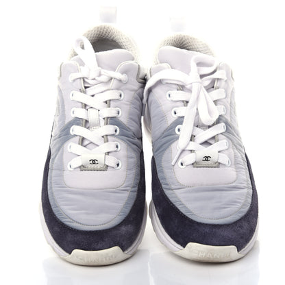 Chanel Nylon Calfskin Suede CC Sneakers 37 Grey 5 of 11