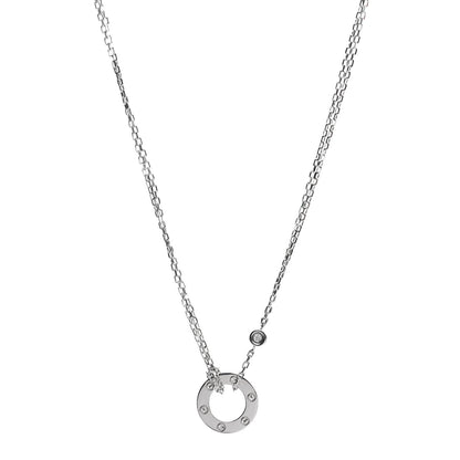 Cartier 18K White Gold 2 Diamond LOVE Necklace 1 of 4