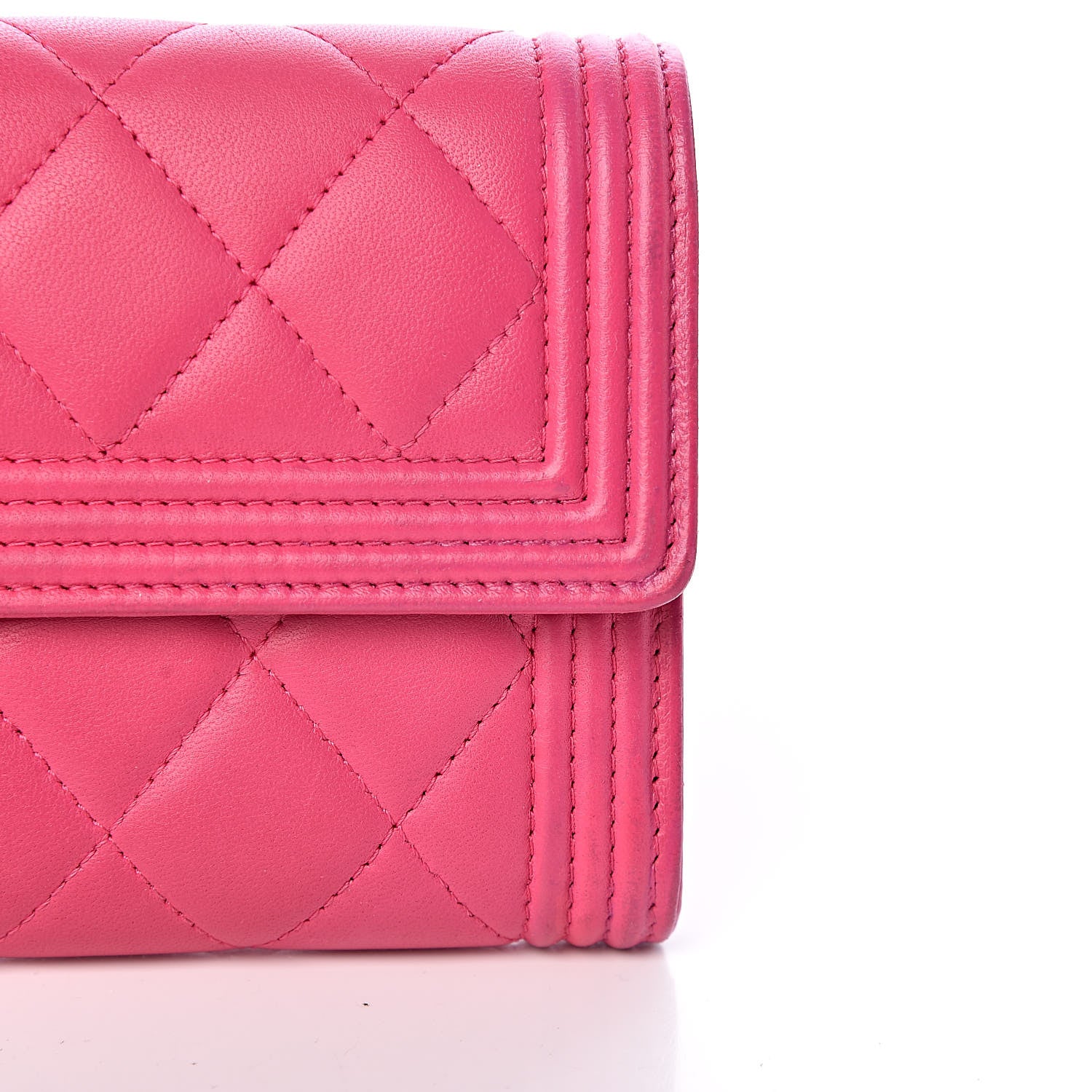 Chanel Lambskin Quilted Boy Flap Wallet Fuchsia 10 of 14