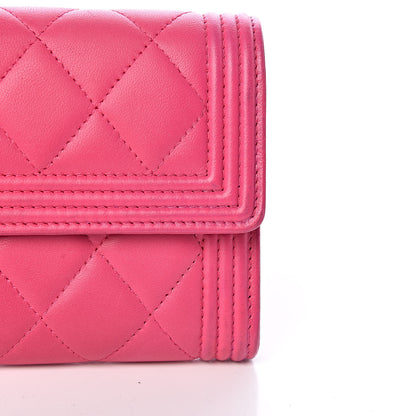 Chanel Lambskin Quilted Boy Flap Wallet Fuchsia 10 of 14