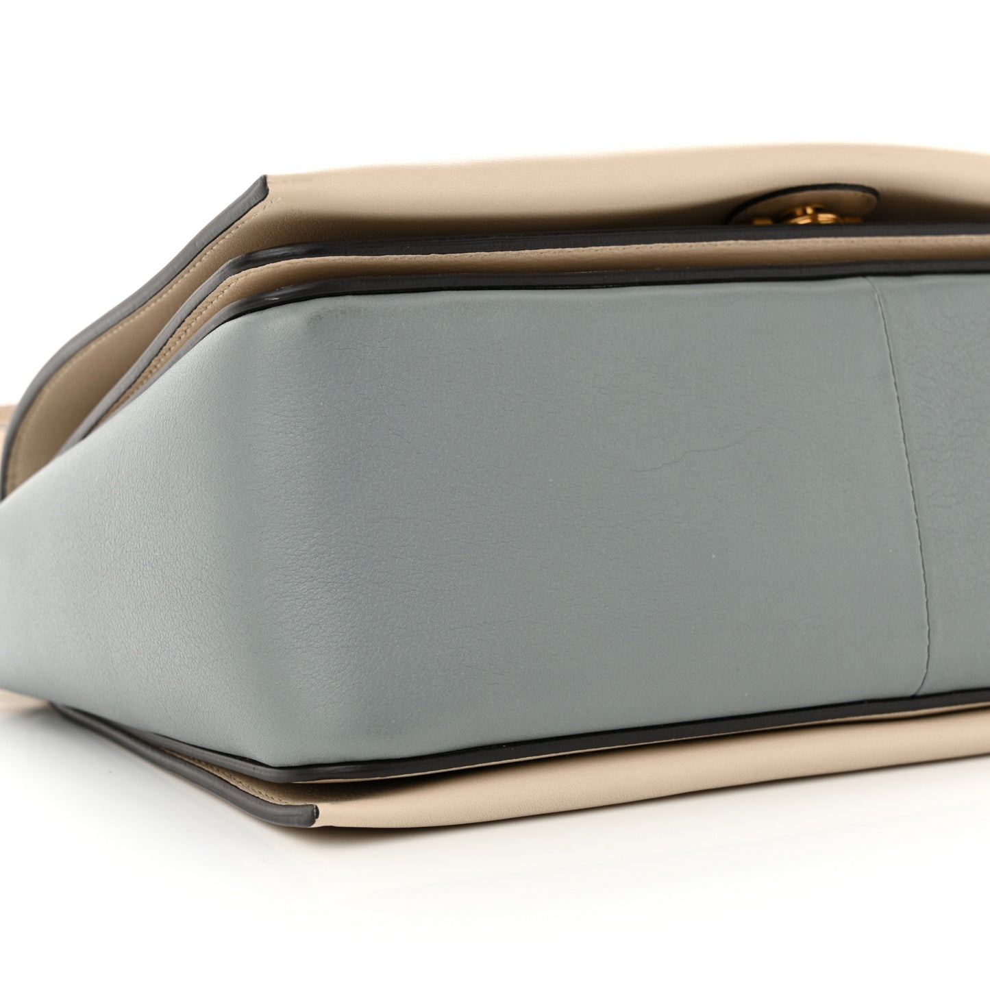 Shiny Smooth Calfskin Medium Frame Shoulder Bag Grege Storm