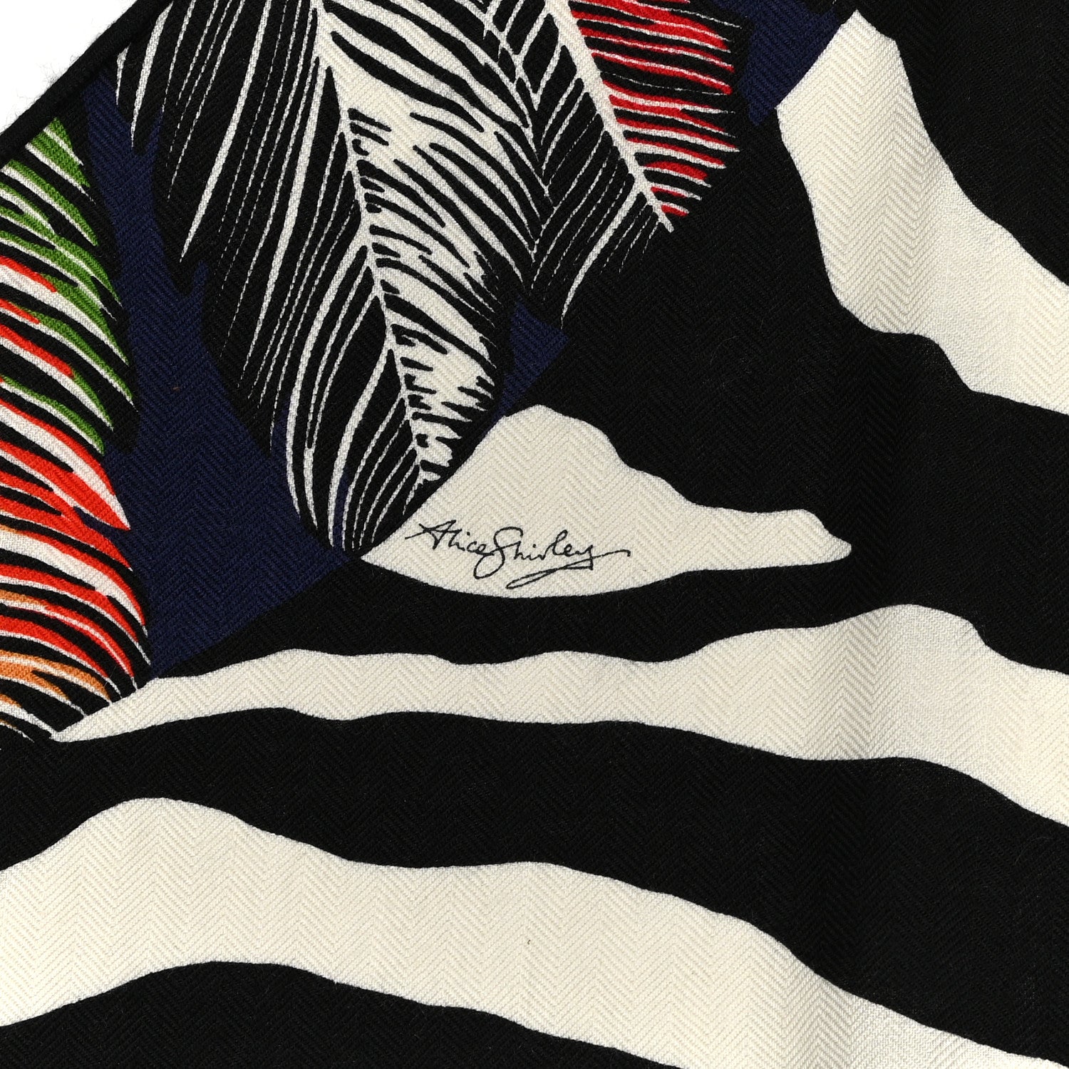 Hermes Cashmere Silk Zebra Pegasus Pointe Triangle Scarf Marine White Multicolor 5 of 5