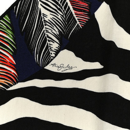 Hermes Cashmere Silk Zebra Pegasus Pointe Triangle Scarf Marine White Multicolor 5 of 5