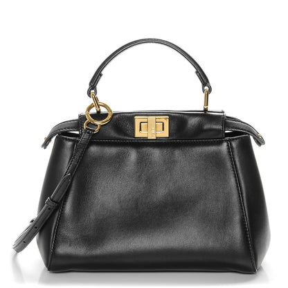 Fendi Nappa Mini Peekaboo Iconic Satchel Black 1 of 8