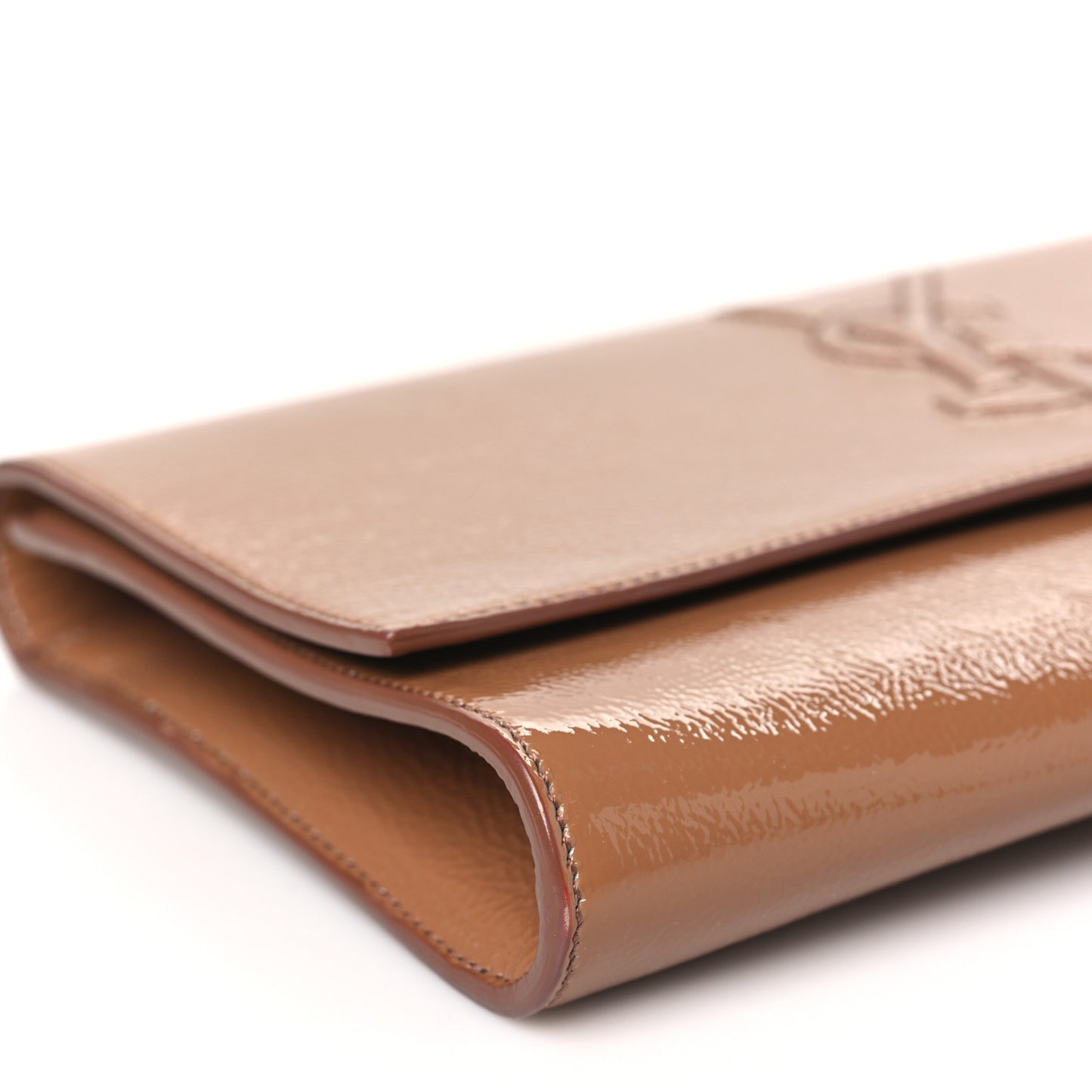 Textured Patent Monogram Large Belle De Jour Clutch Tobacco