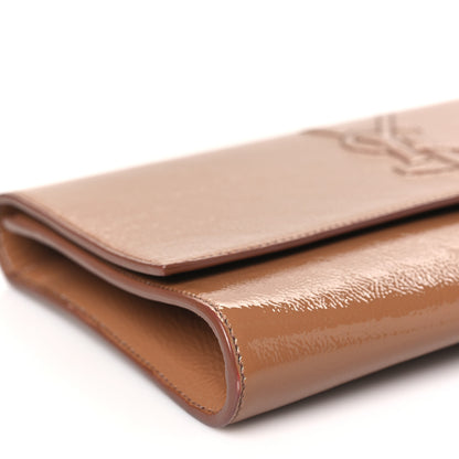 Saint Laurent Textured Patent Monogram Large Belle De Jour Clutch Tobacco 8 of 10