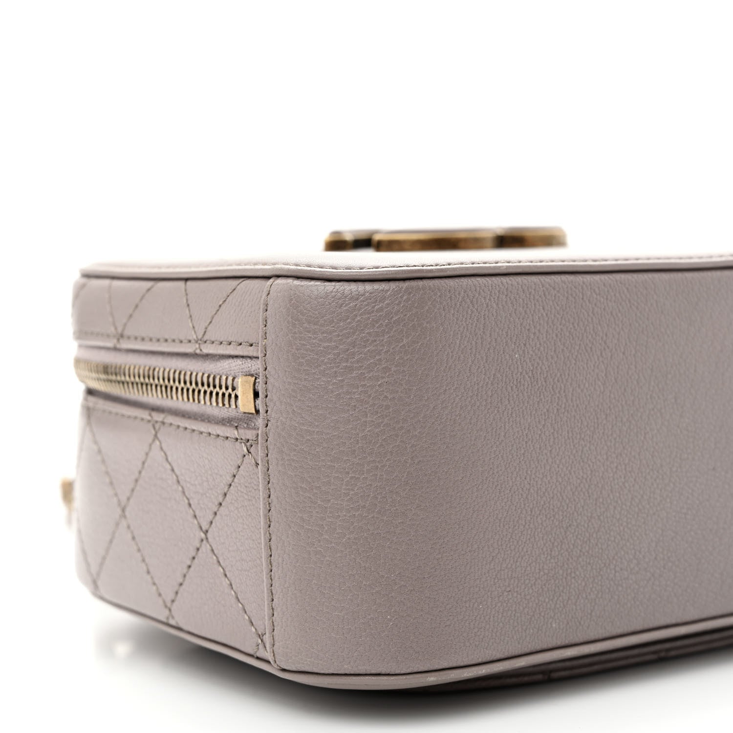 Chanel Shiny Calfskin Goatskin Quilted Coco Curve Vanity Grey 9 of 11