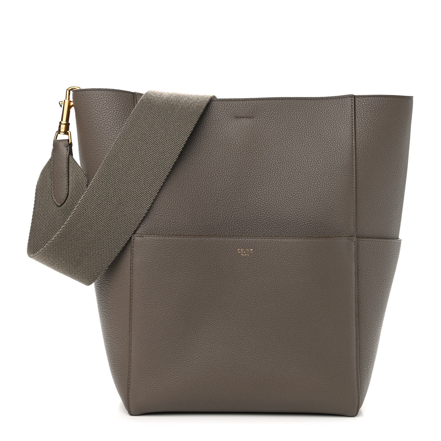 Celine Soft Grained Calfskin Sangle Bucket Bag Taupe 1 of 10