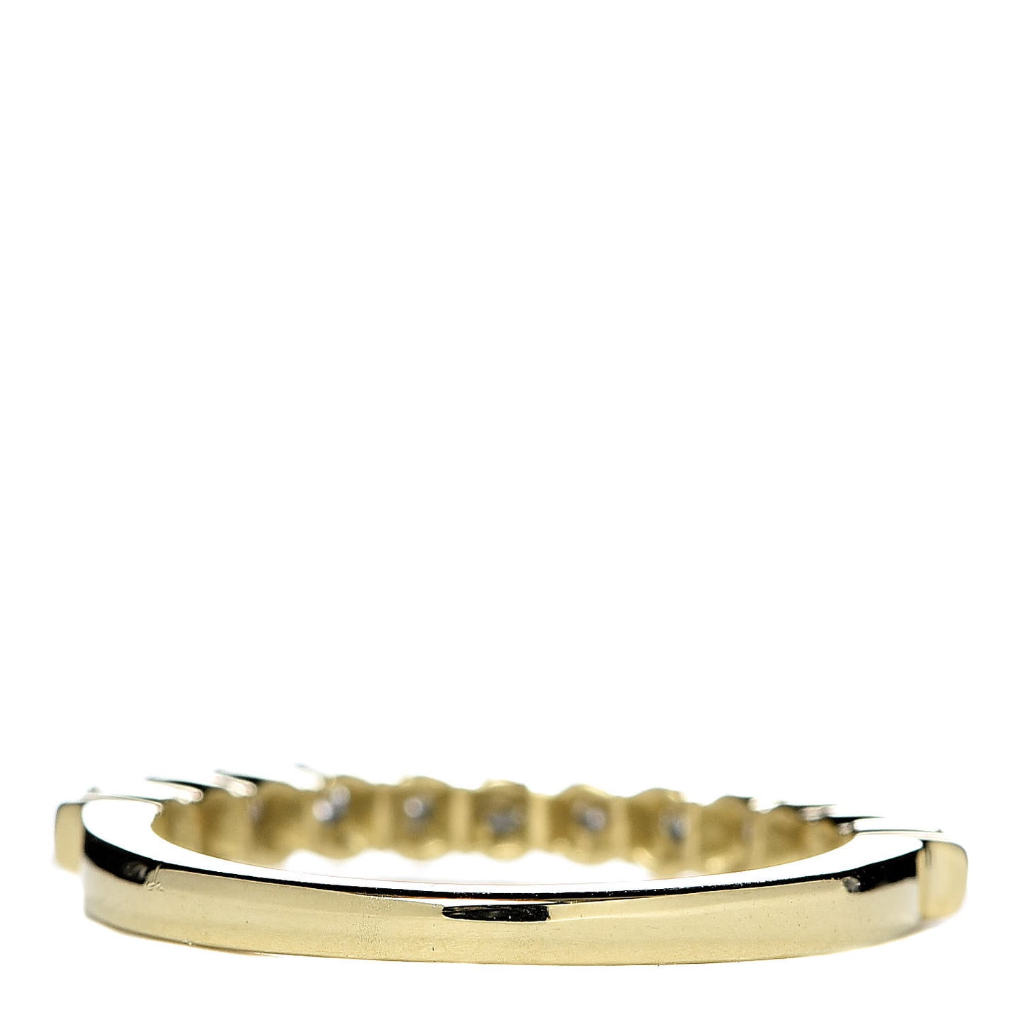 18K Yellow Gold Diamond Half Circle Band Ring 49 4.75