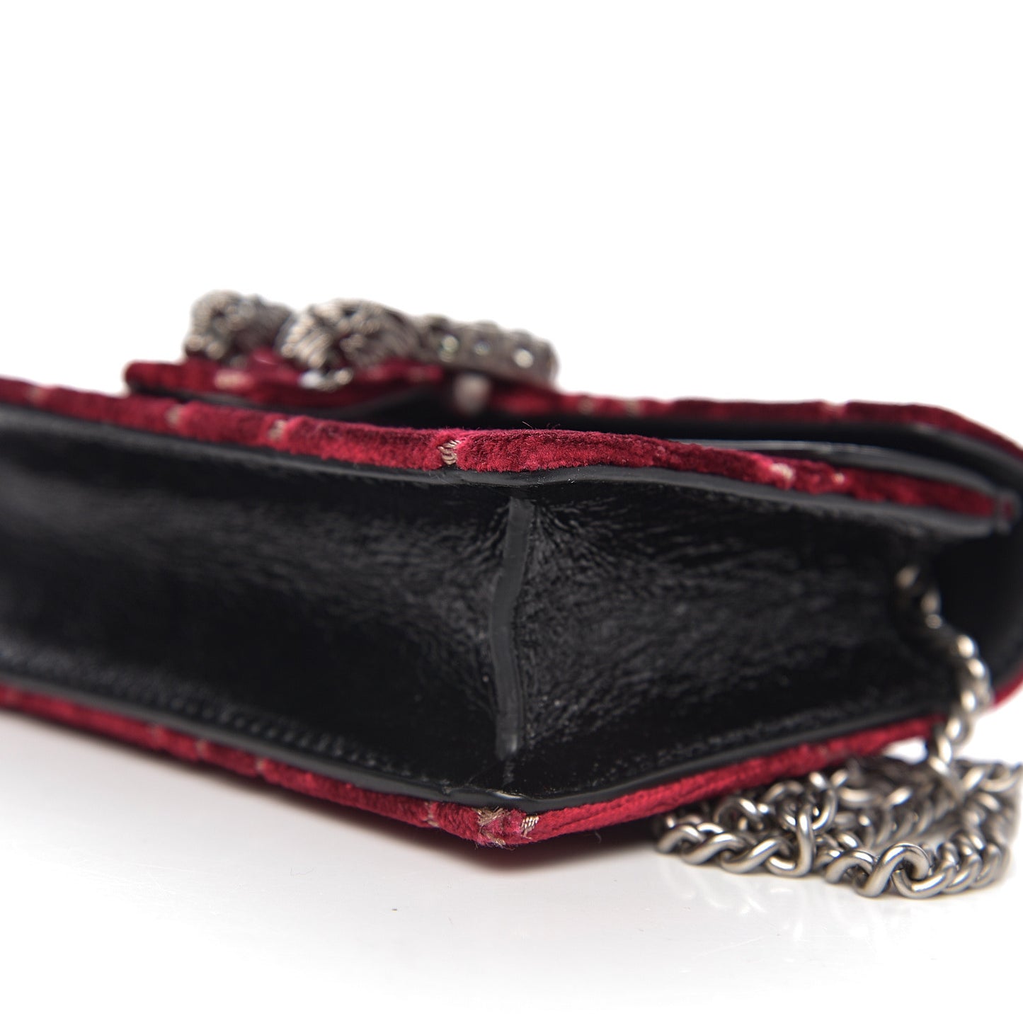 Velvet GG Monogram Super Mini Dionysus Shoulder Bag Red Cipria Black