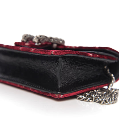 Gucci Velvet GG Monogram Super Mini Dionysus Shoulder Bag Red Cipria Black 7 of 8