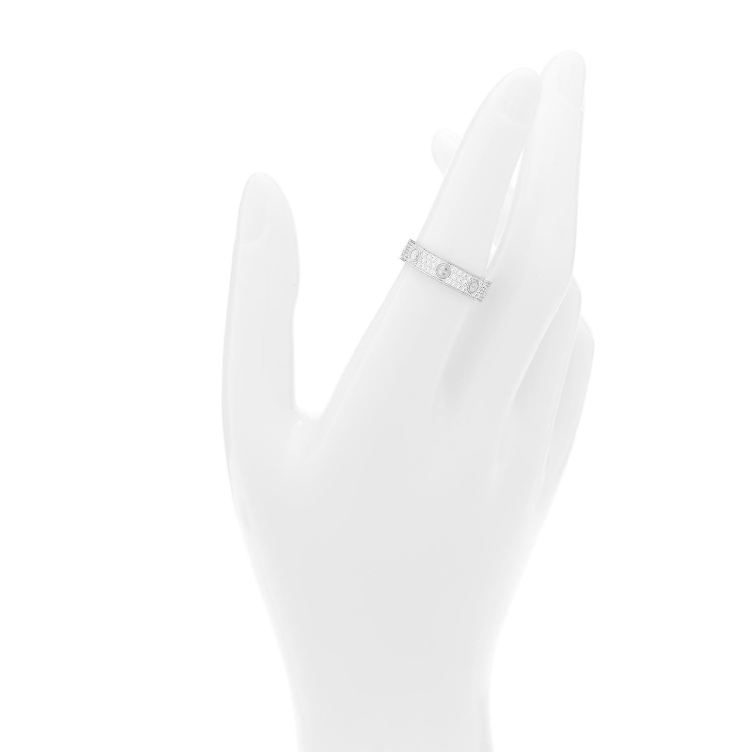 Cartier 18K White Gold Diamond 4mm LOVE Wedding Paved Band Ring 53 6.5 4 of 10