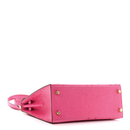 Hermes Ostrich Horseshoe Kelly Sellier 25 Rose Tyrien 4 of 11