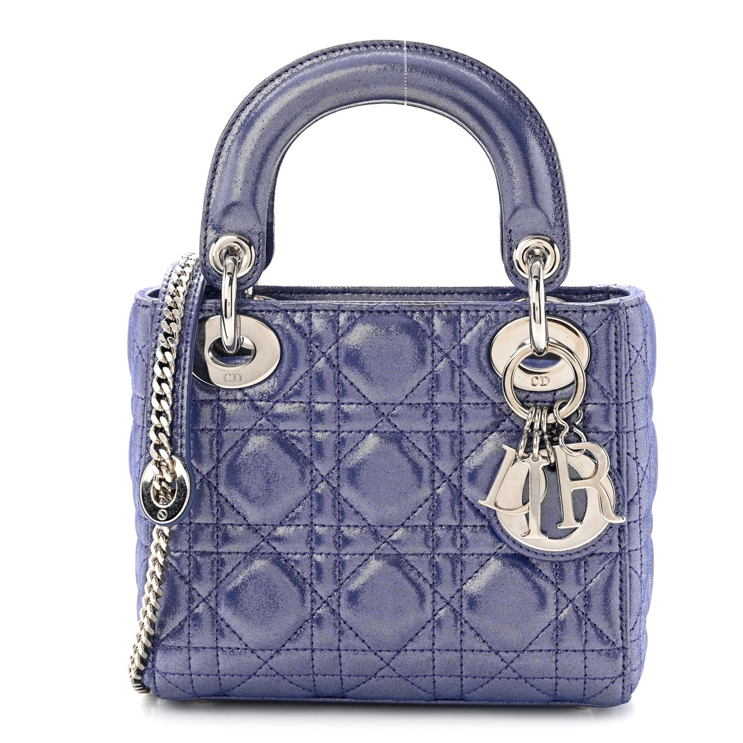 Christian Dior Metallic Lambskin Cannage Mini Lady Dior Dew Bleu 1 of 10
