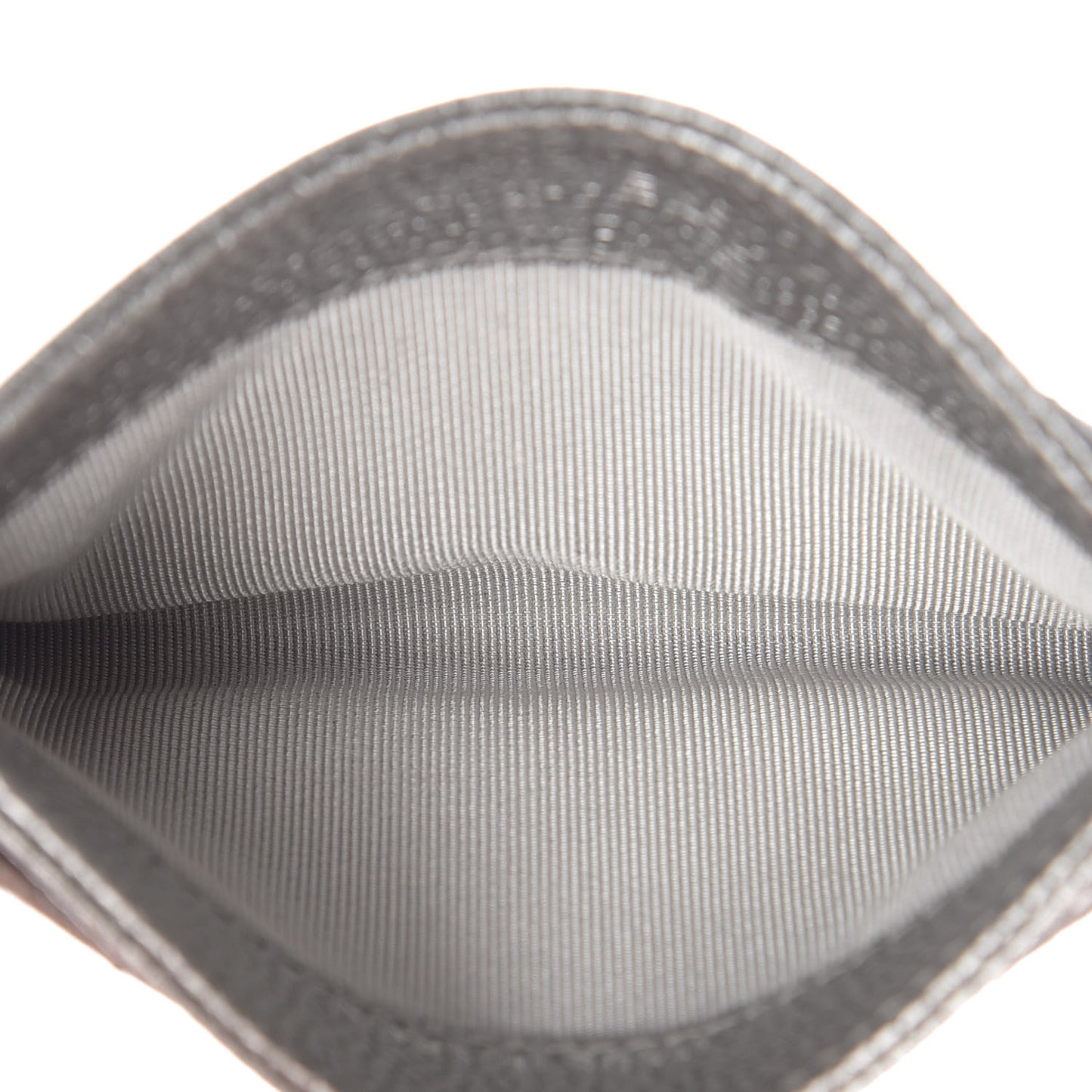 Metallic Caviar Quilted Card Holder Silver
