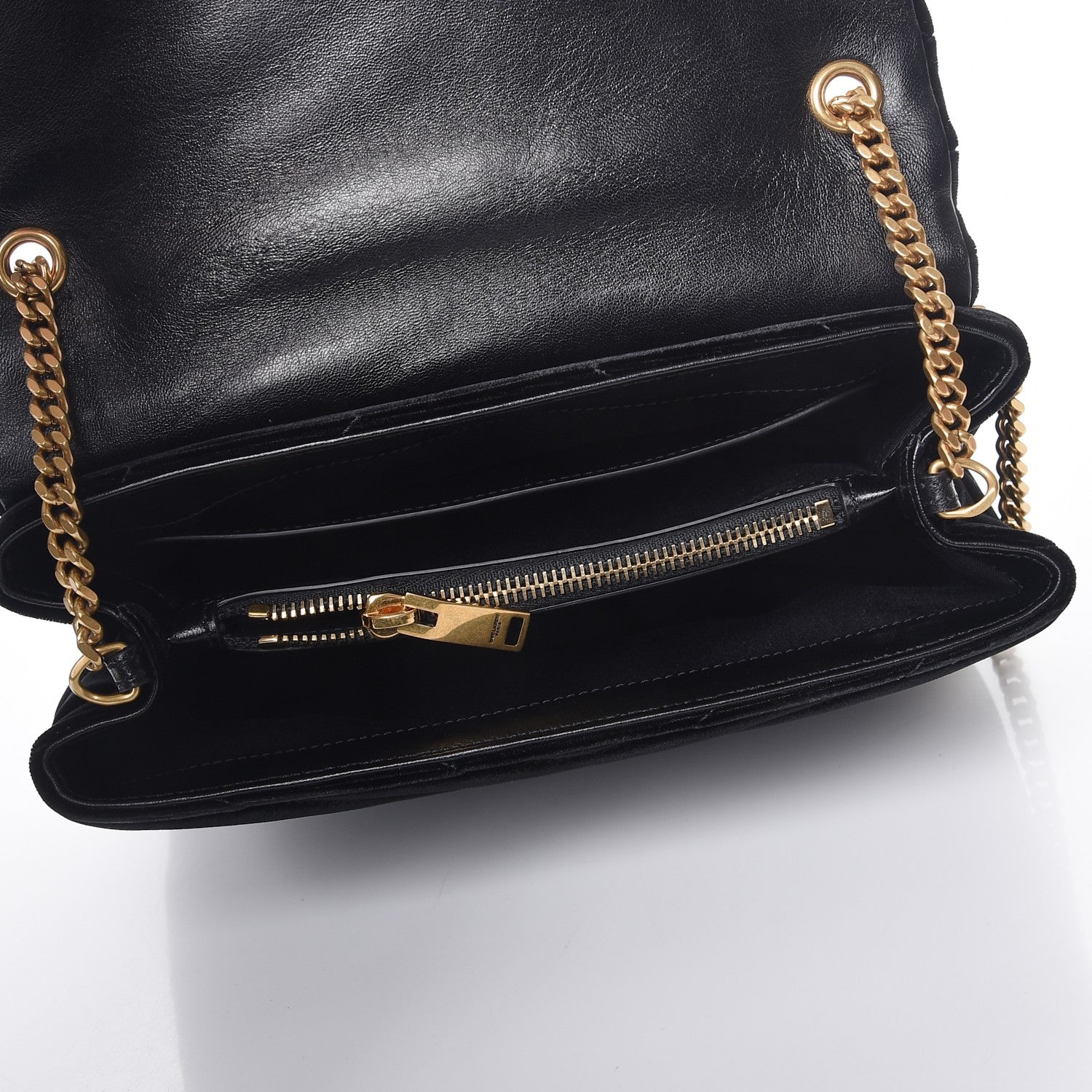 Saint Laurent Velvet Y Quilted Monogram Small Loulou Chain Satchel Black 5 of 7