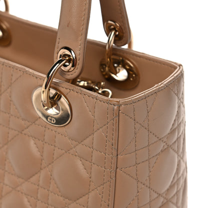 Christian Dior Lambskin Cannage Medium Lady Dior Beige 11 of 12
