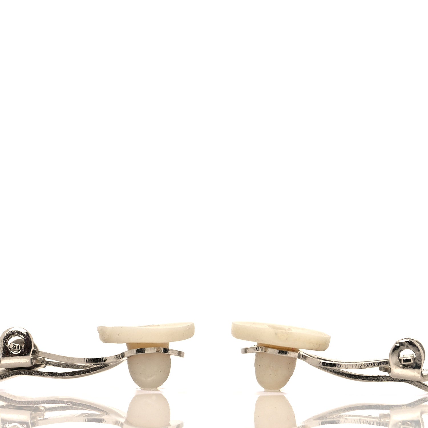 Gucci Metal Pearl Crystal Interlocking G Clip On Earrings Silver 3 of 4