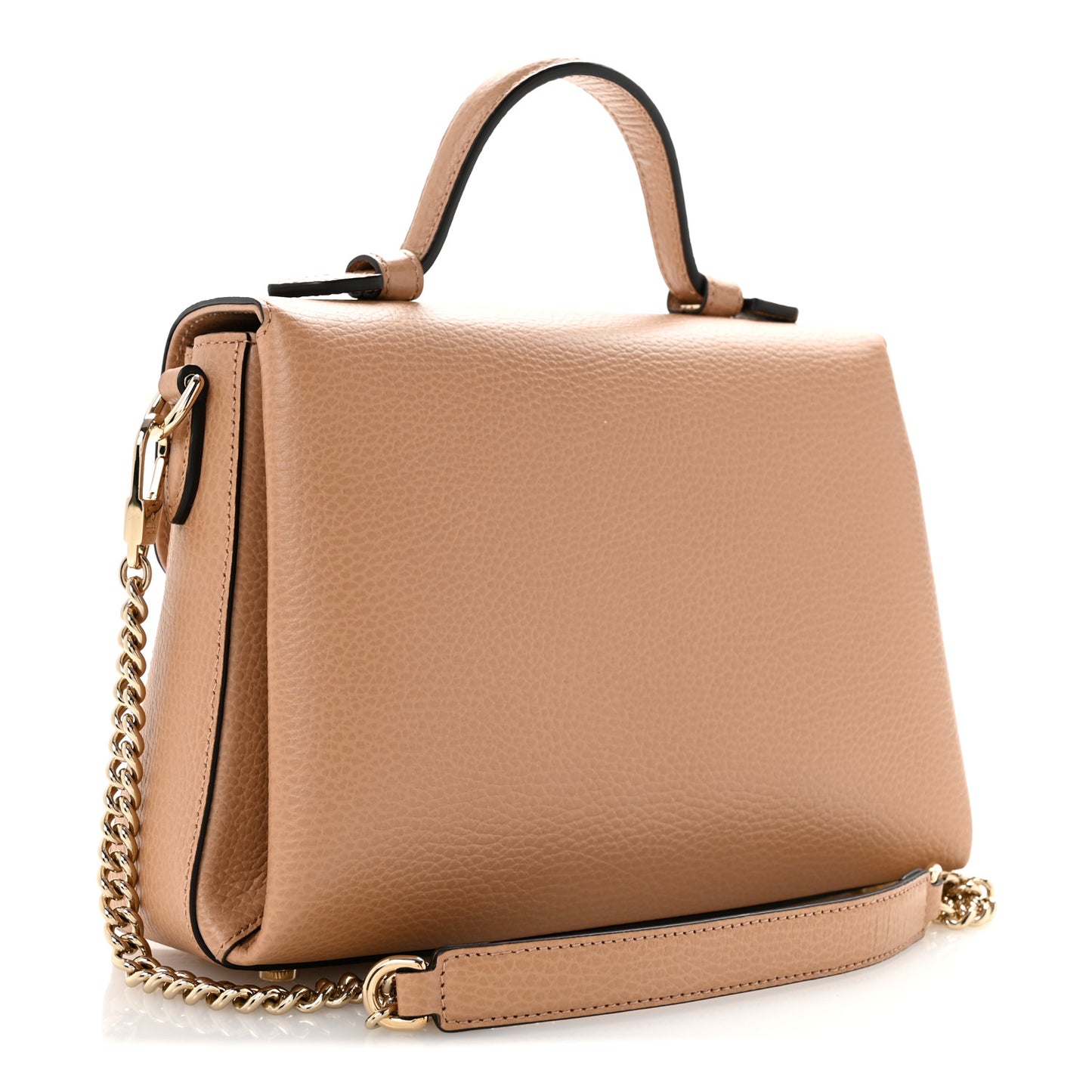 Dollar Calfskin Interlocking G Top Handle Shoulder Bag Camelia
