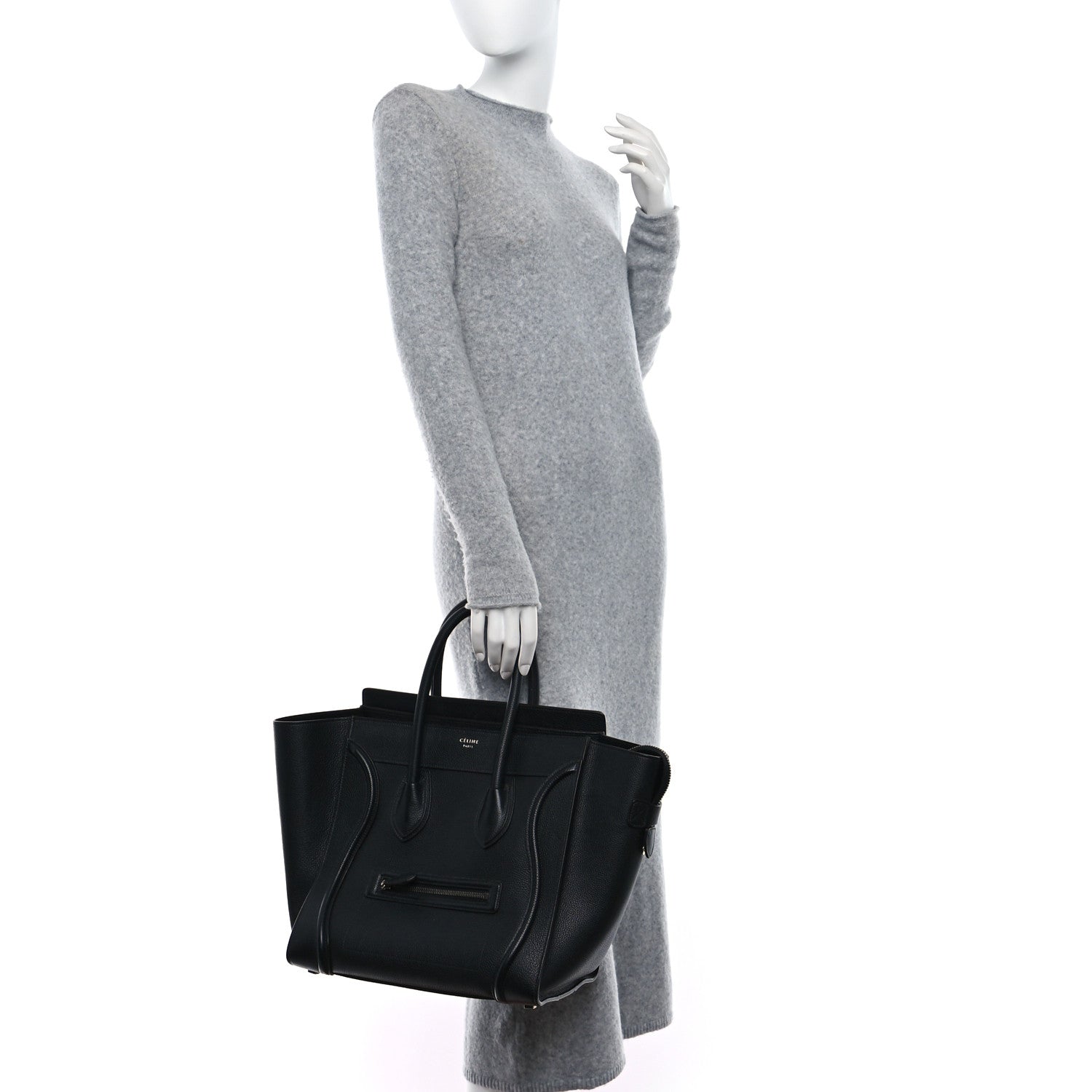 Celine Drummed Calfskin Mini Luggage Black 2 of 11