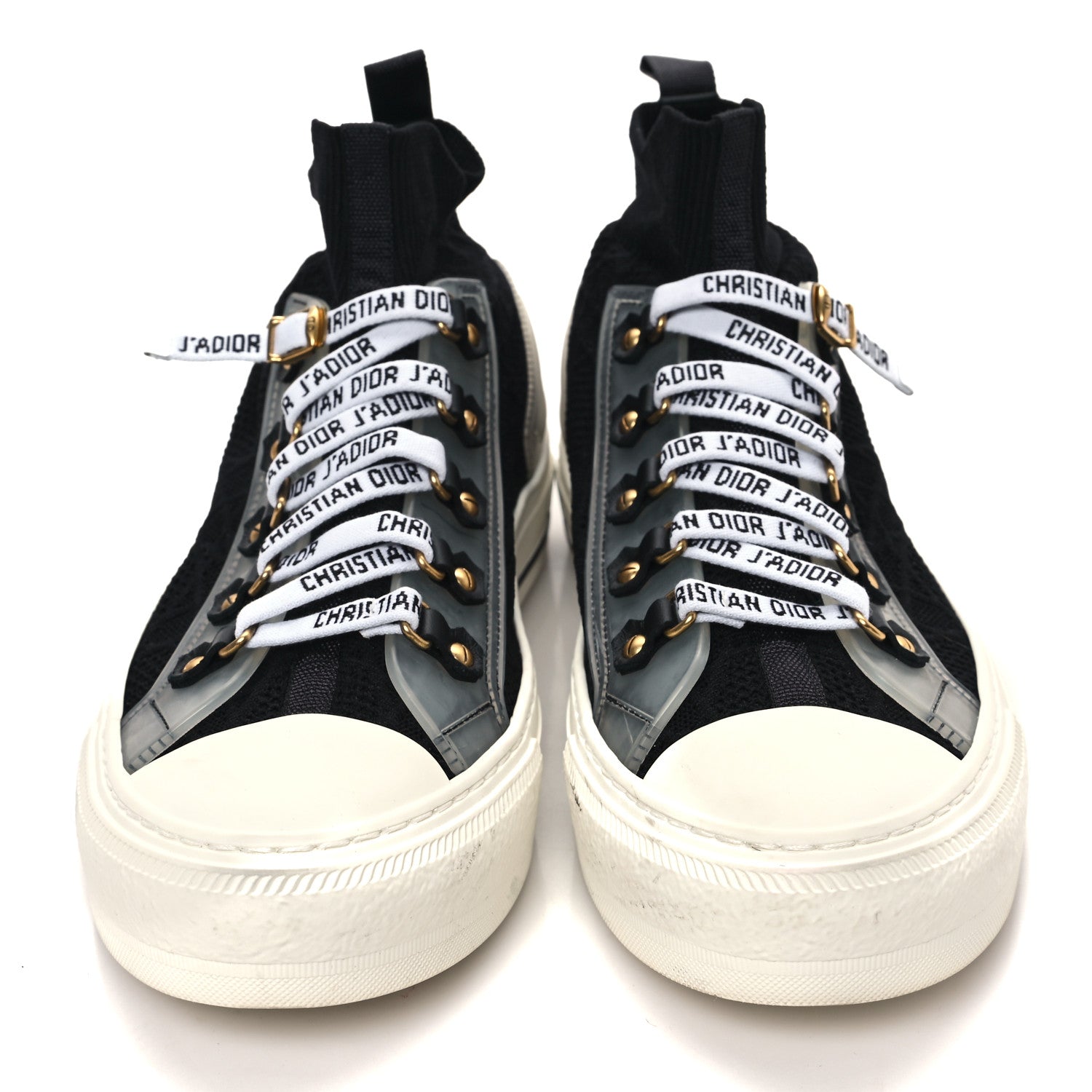 Christian Dior Technical Knit Calfskin Womens Walk'N'Dior High Top Sneakers 38 Black 2 of 9
