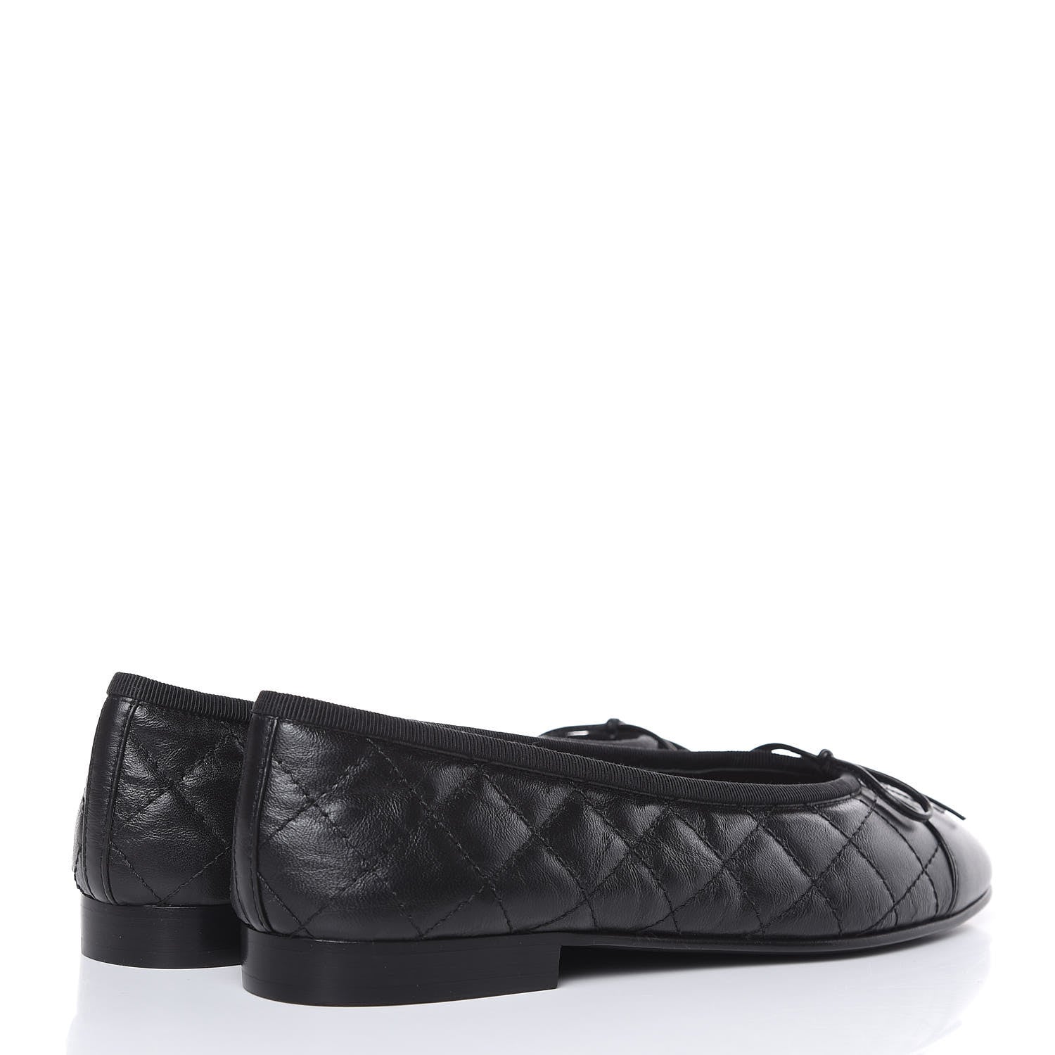 Chanel Aged Calfskin Quilted Cap Toe Ballerina Flats 37 Black 4 of 9