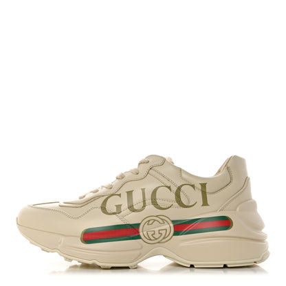 Gucci Calfskin Logo Womens Rhyton Sneakers 38 Ivory 1 of 9