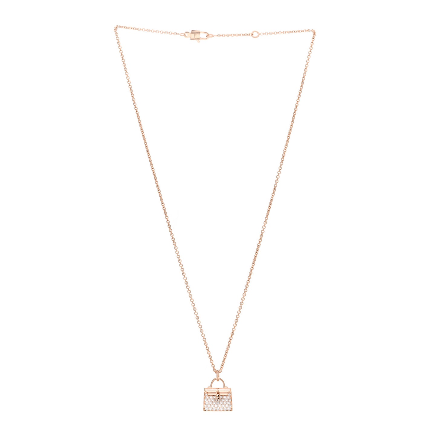 18K Rose Gold Diamond Kelly Amulettes Pendant Necklace