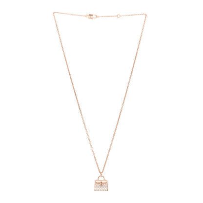 Hermes 18K Rose Gold Diamond Kelly Amulettes Pendant Necklace 2 of 4