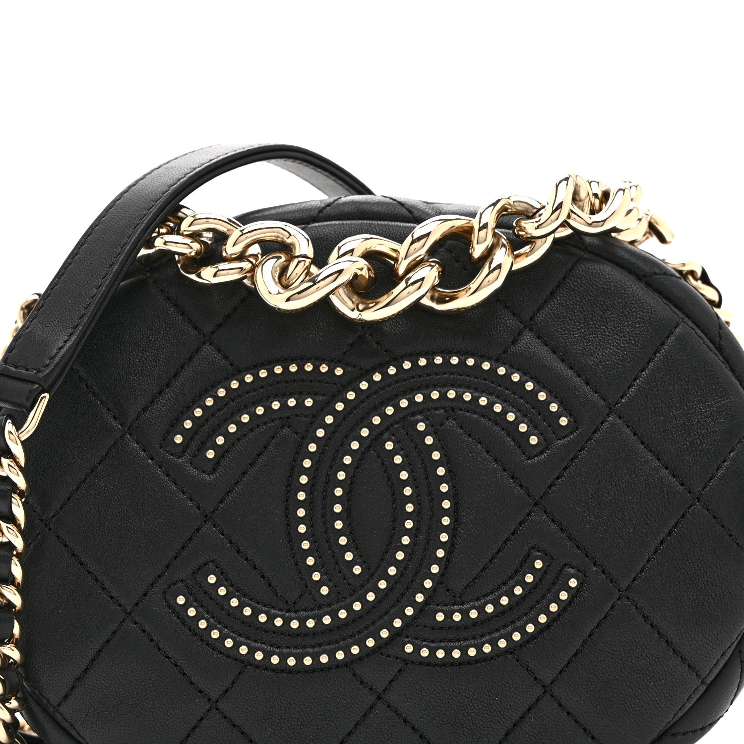 Chanel Lambskin Quilted Studded Camera Case Black 8 of 10