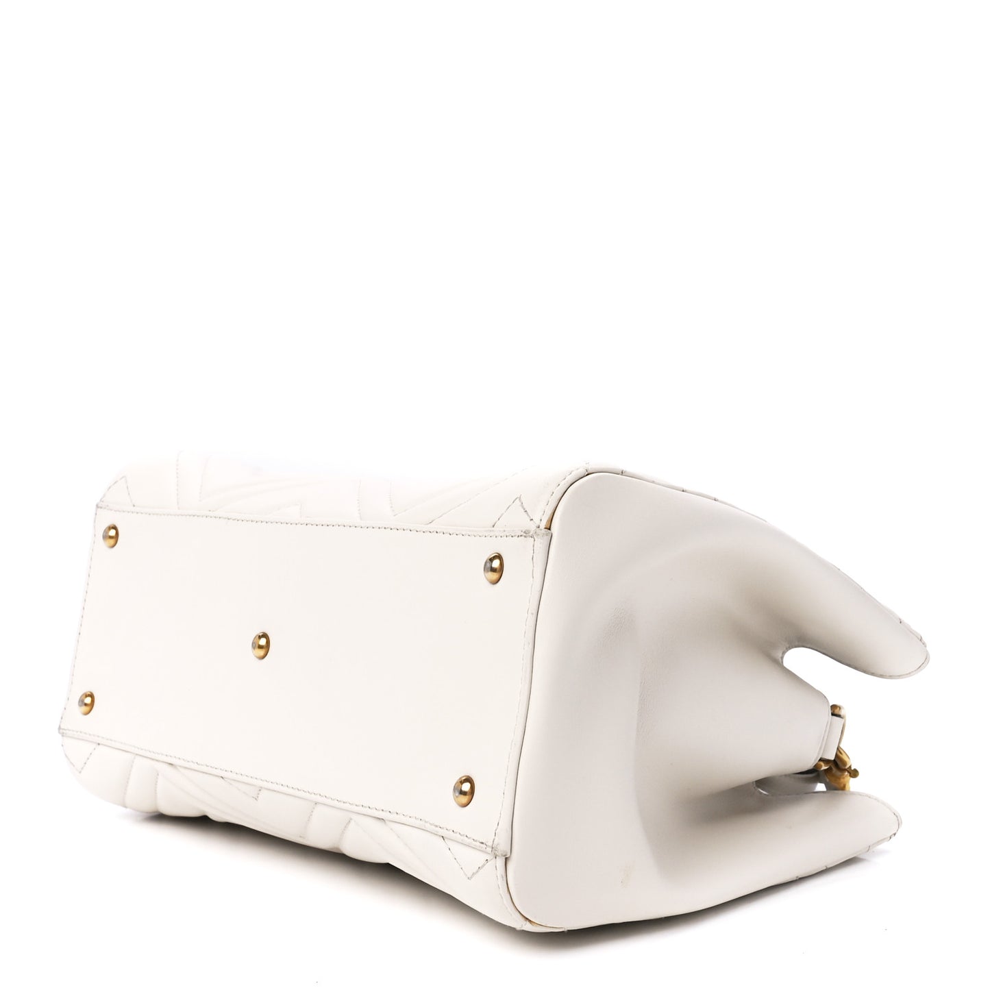 Calfskin Matelasse Small GG Marmont Tote White