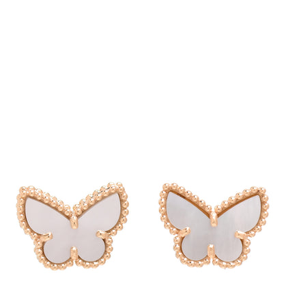 Van Cleef & Arpels 18K Yellow Gold Mother of Pearl Sweet Alhambra Butterfly Earrings 1 of 5