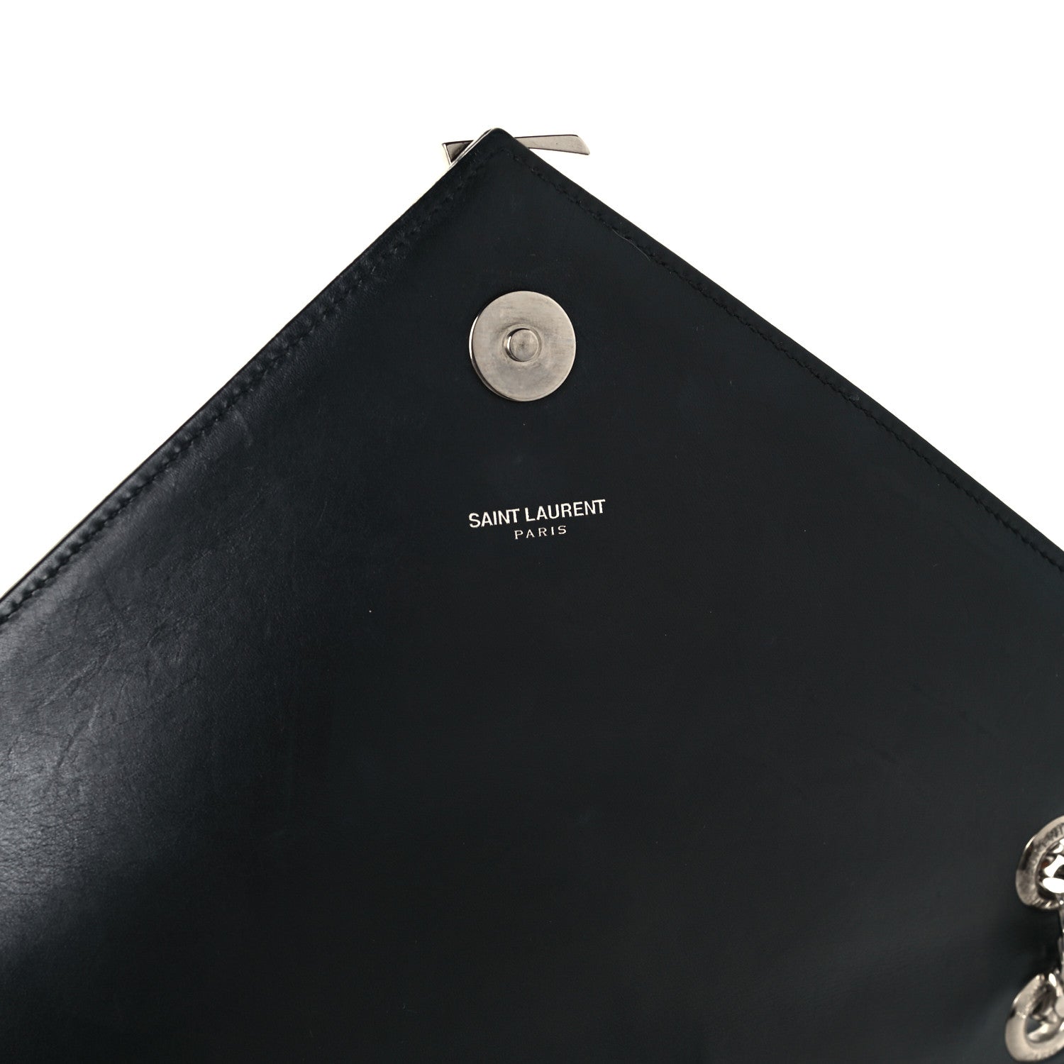 Saint Laurent Smooth Calfskin Matelasse Chevron Large Monogram Satchel Black 6 of 11