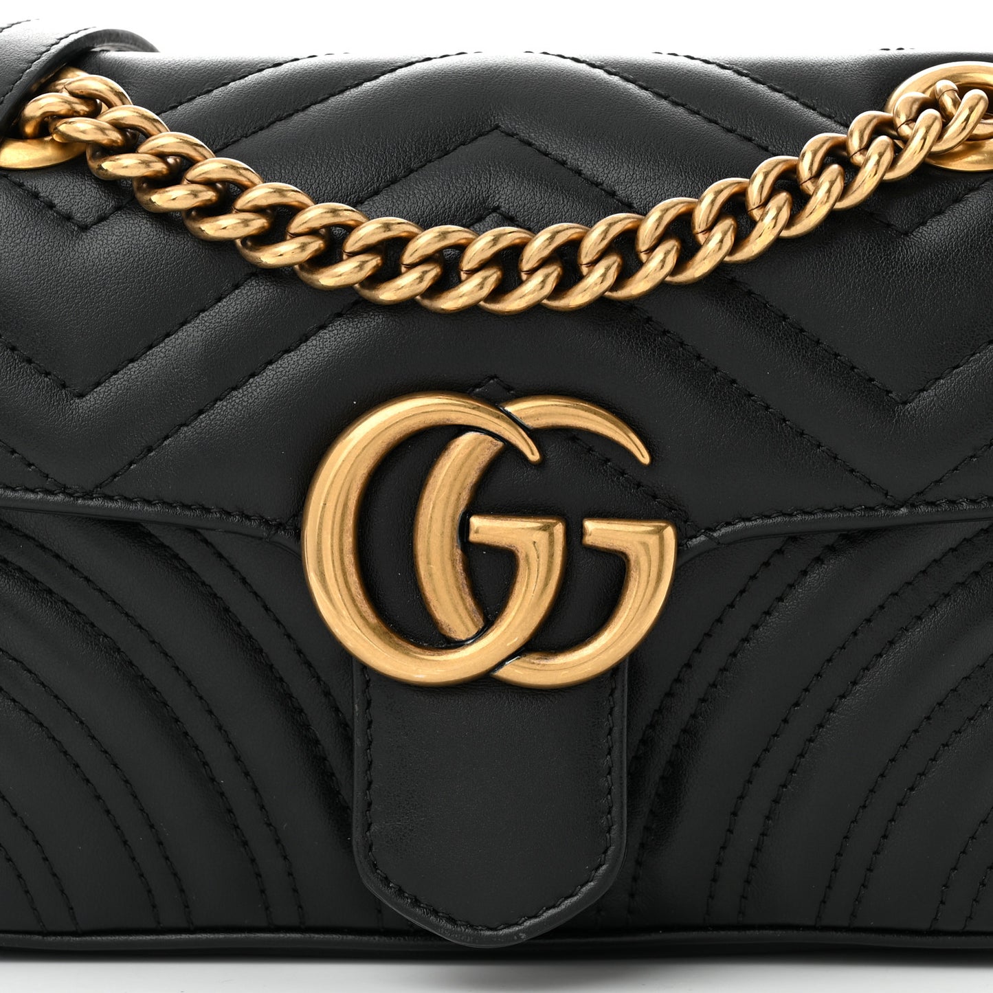 Calfskin Matelasse Mini GG Marmont Shoulder Bag Black