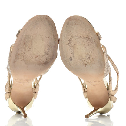 Jimmy Choo Glitter Leslie 100 Sandals 36 Gold 6 of 10