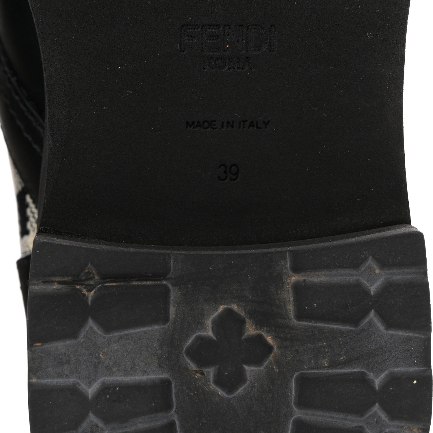 Fendi Vitello Stretch Fabric FF Vichy Rockoko Biker Boots 39 Black