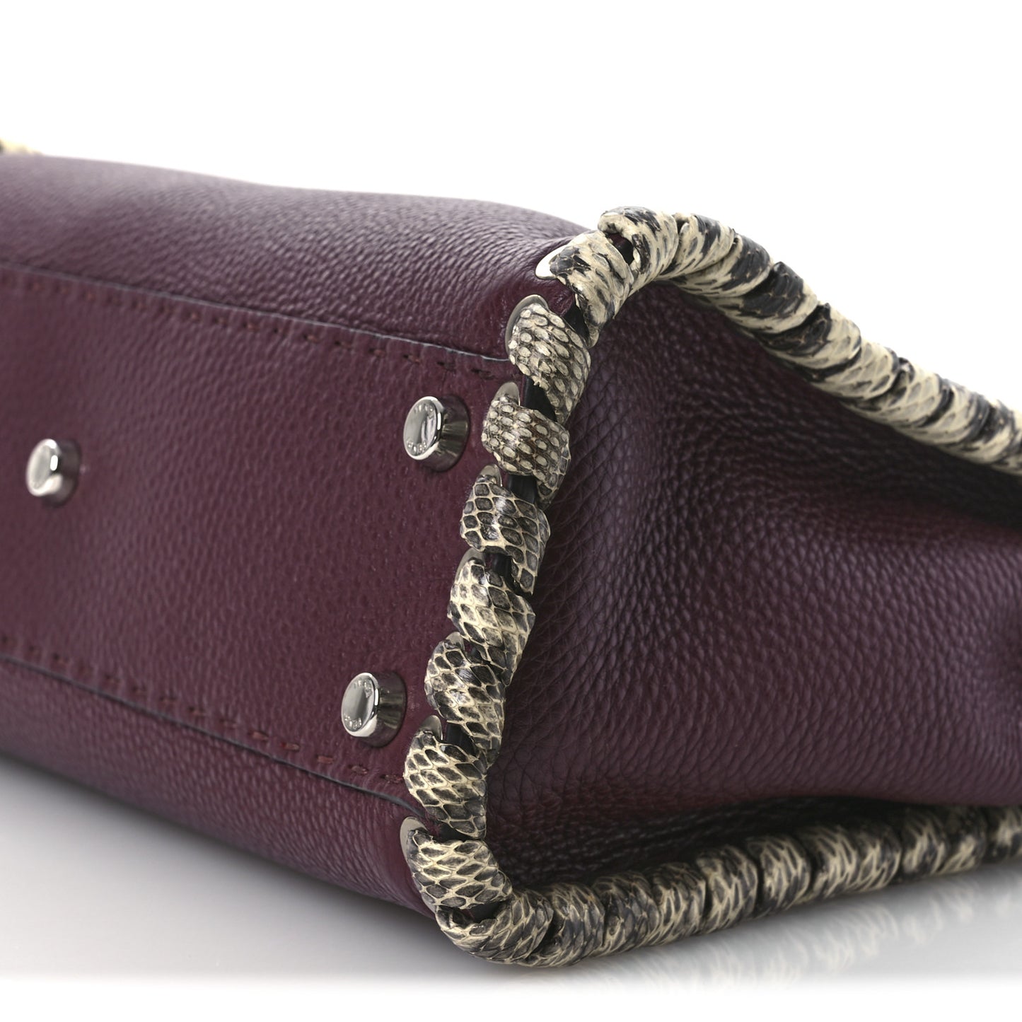Cuoio Romano Elaphe Selleria Lace Up Bi-Color Medium Peekaboo Iconic Satchel Bordeaux Grigio Polvere Natural