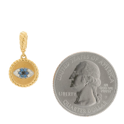 David Yurman 18K Yellow Gold Blue Sapphire Diamond Evil Eye Pendant 2 of 4