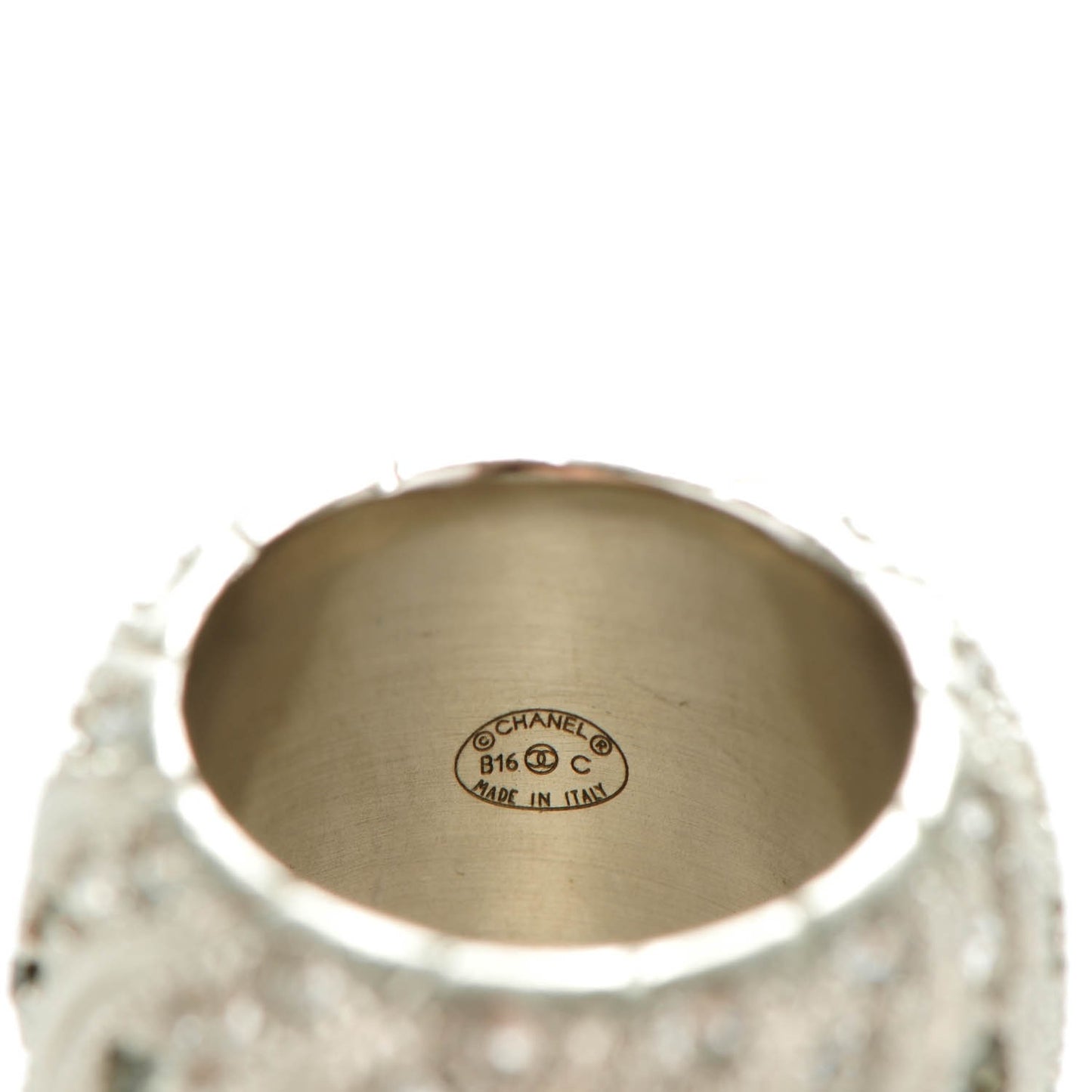 Crystal CC Ring 6.75 Grey Silver