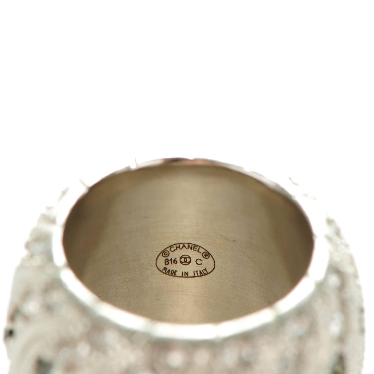 Chanel Crystal CC Ring 6.75 Grey Silver 4 of 5