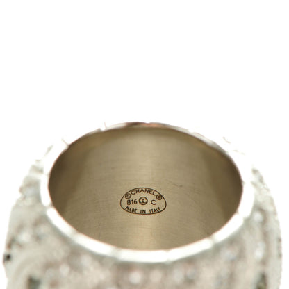 Chanel Crystal CC Ring 6.75 Grey Silver 4 of 5