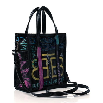 Balenciaga Agneau Arena Graffiti All Over XS Bazar Shopper Tote Black Multicolor 3 of 10