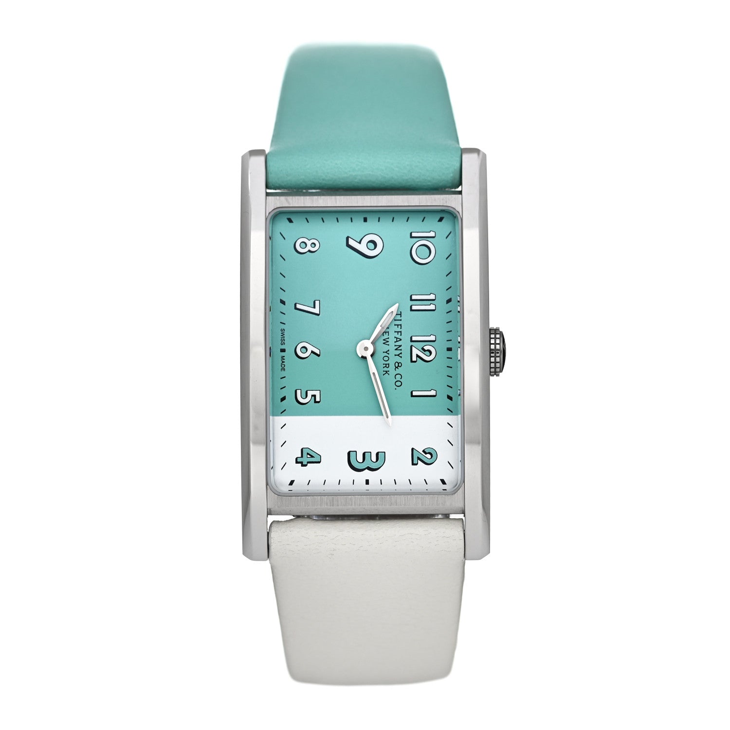 Tiffany Stainless Steel Calfskin 22mm East West 2-Hand Quartz Watch Tiffany Blue 1 of 5