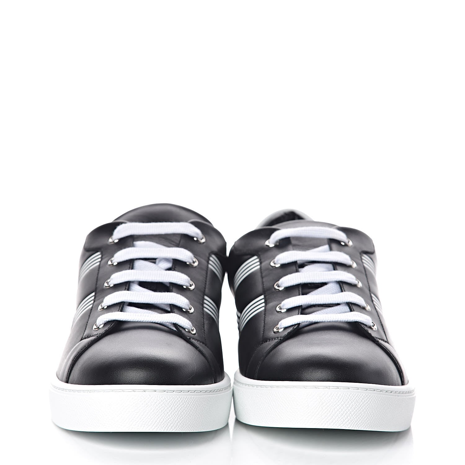 Hermes Calfskin Mens Advantage Sneakers 44 Black White 2 of 7