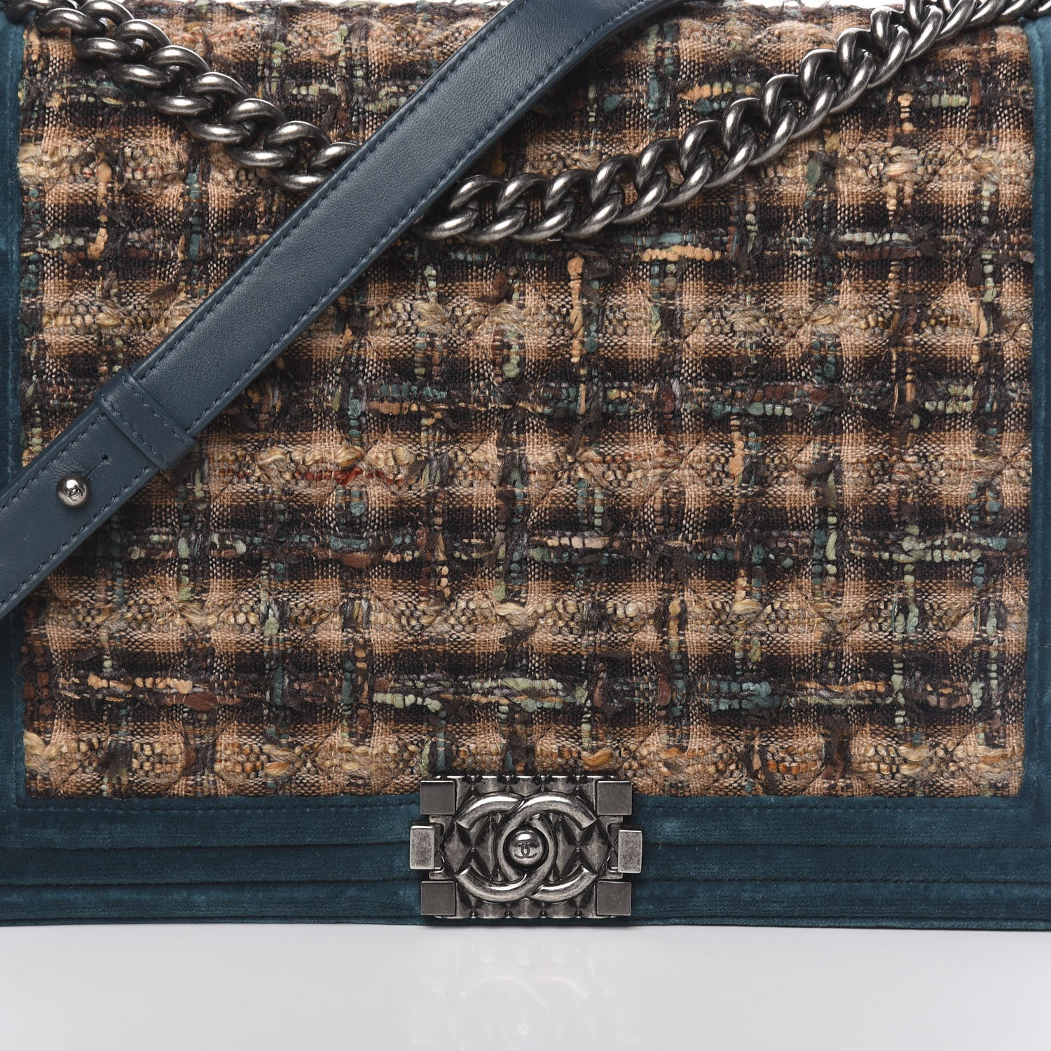 Chanel Velvet Tweed Large Boy Flap Green 12 of 12