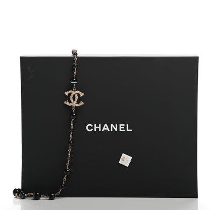 Chanel Beaded Sheep CC Long Necklace Gold Black 5 of 5