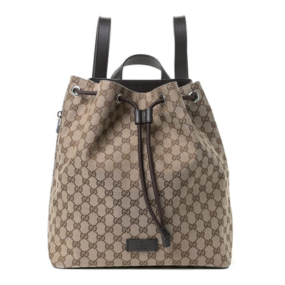 Gucci Monogram Dollar Calfskin O Drawstring Backpack Beige Ebony Testa di Moro Dark Chocolate 1 of 10