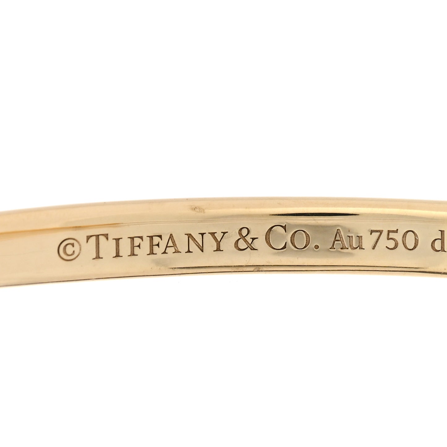 18K Yellow White Gold Diamond Narrow Tiffany Lock Half Pave Bangle Bracelet